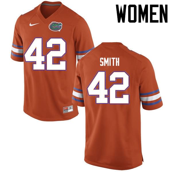 NCAA Florida Gators Jordan Smith Women's #42 Nike Orange Stitched Authentic College Football Jersey UFR0764KT